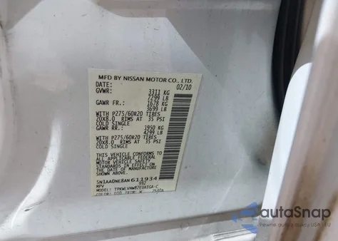 2010 Nissan Armada Platinum z USA, uszkodzony, nr VIN 5N1AA0NE8AN611934